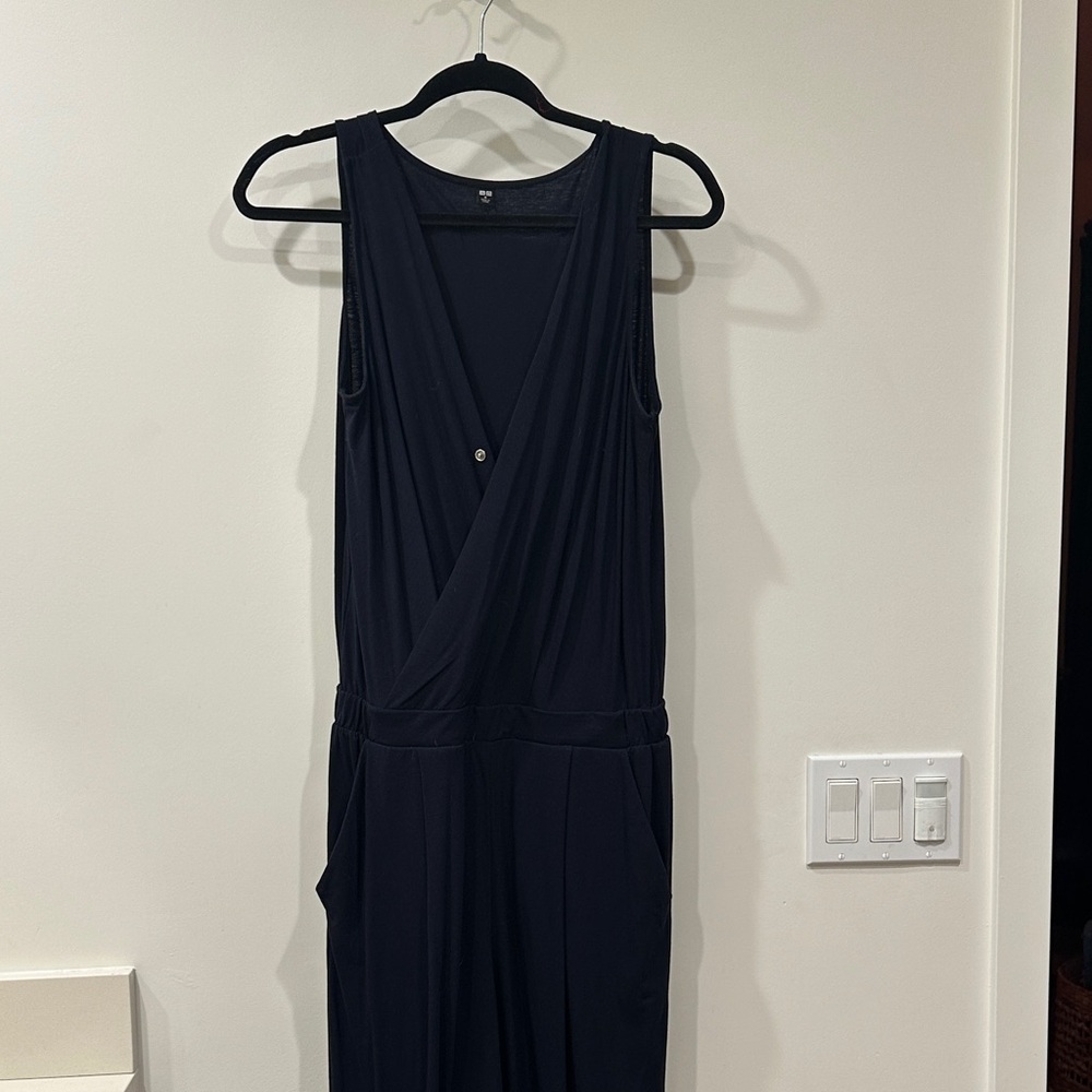 Navy blue Uniqlo jersey jumpsuit